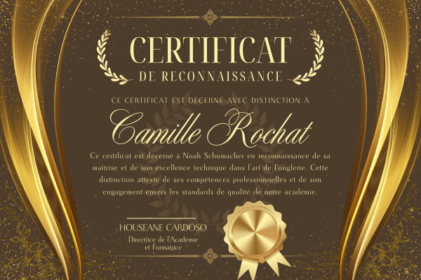 Formations en ligne 1 Certificat de formation en onglerie délivré par Houseane Cardoso en Suisse romande